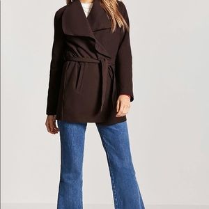 Women’s Brown Open Front Belted Coat